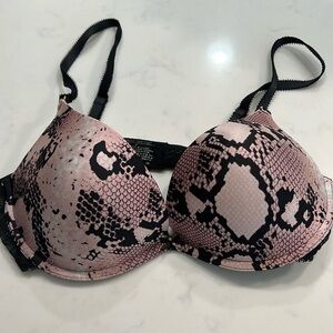 Daisy Fuentes Pink and Black Snake Print Push-Up Bra
